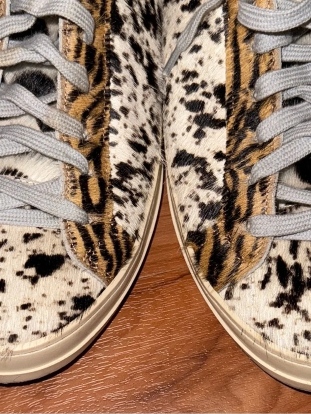 P448 Leopard-Print Low-Top Sneakers in Black, White & Tan - Picture 15 of 16
